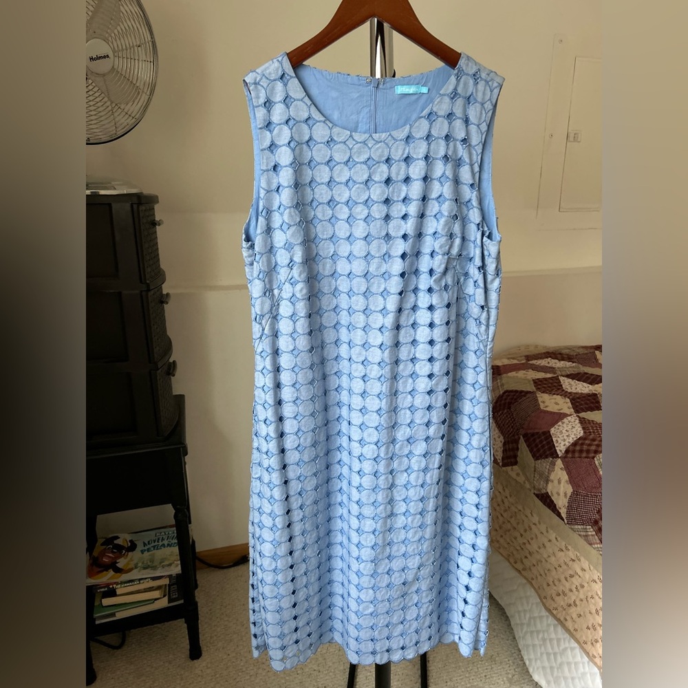 J. McLaughlin Sleeveless Eyelet Sheath Midi Dress